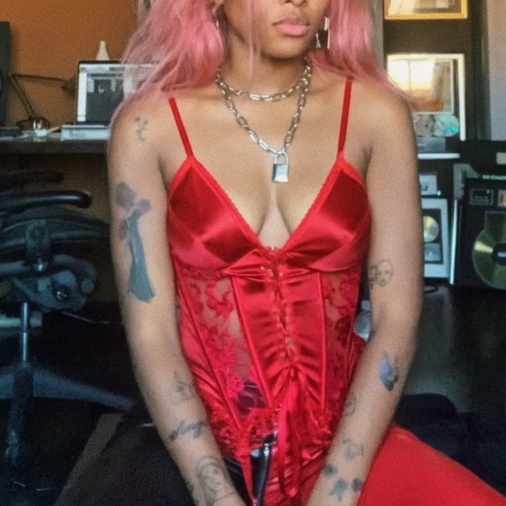 Vintage Red Satin Bustier Corset Cinema Etoile